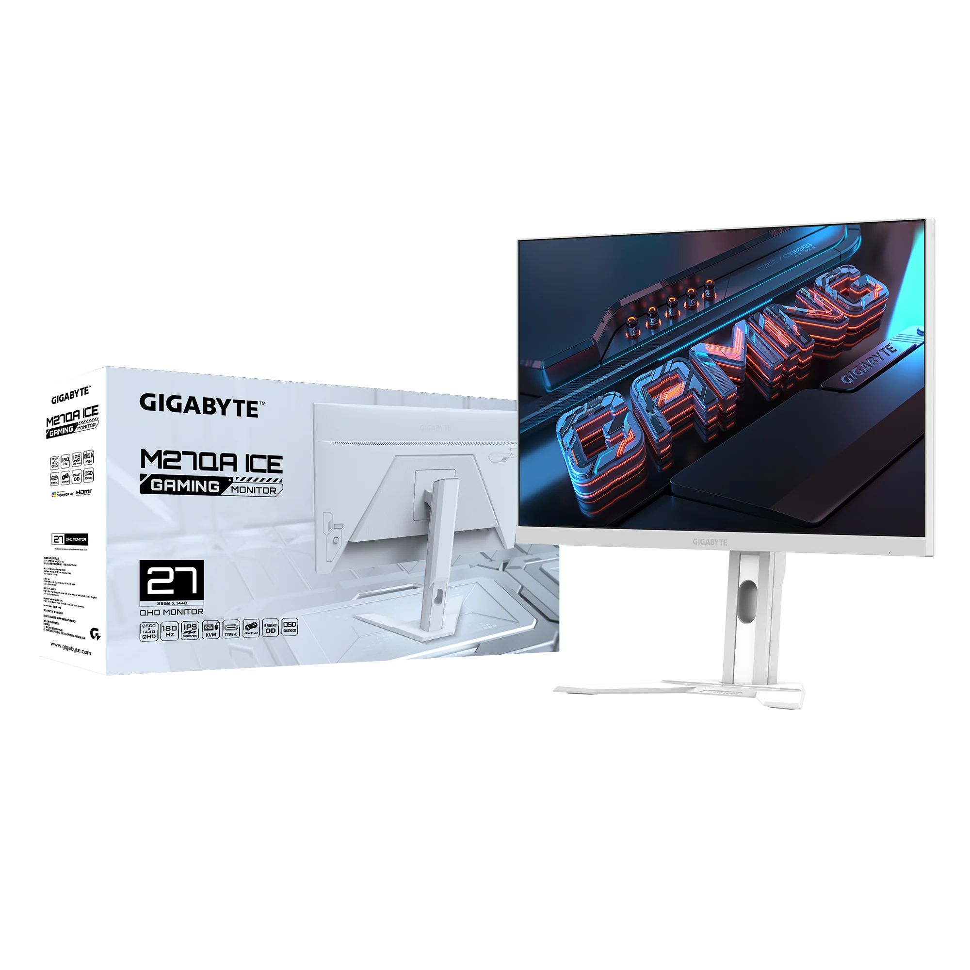 GIGABYTE M27QA ICE 27” 2560 x 1440 QHD SS IPS 180Hz 1ms MPRT White Gaming Monitor